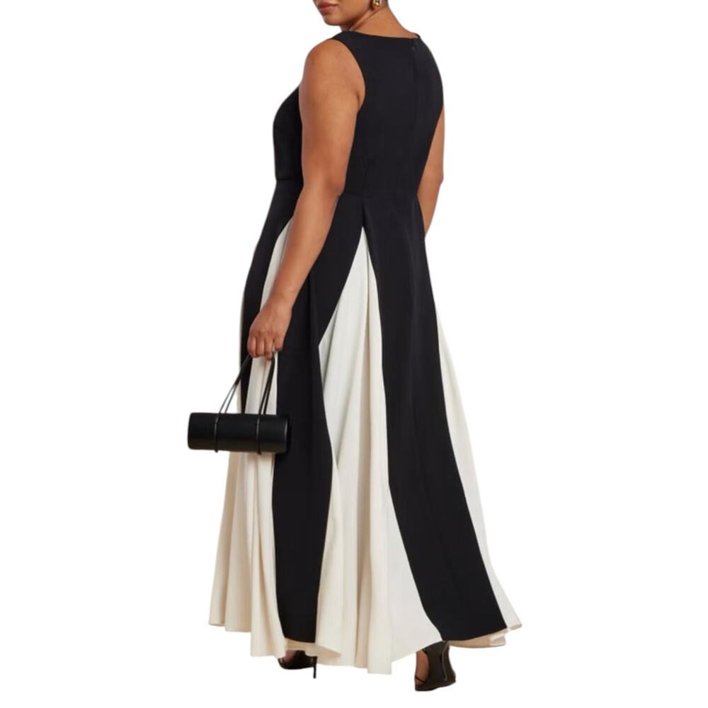 NWT ELOQUII Godet Gown Size 18 Black Creamy White Classic Formal Maxi Dress - Picture 3 of 14